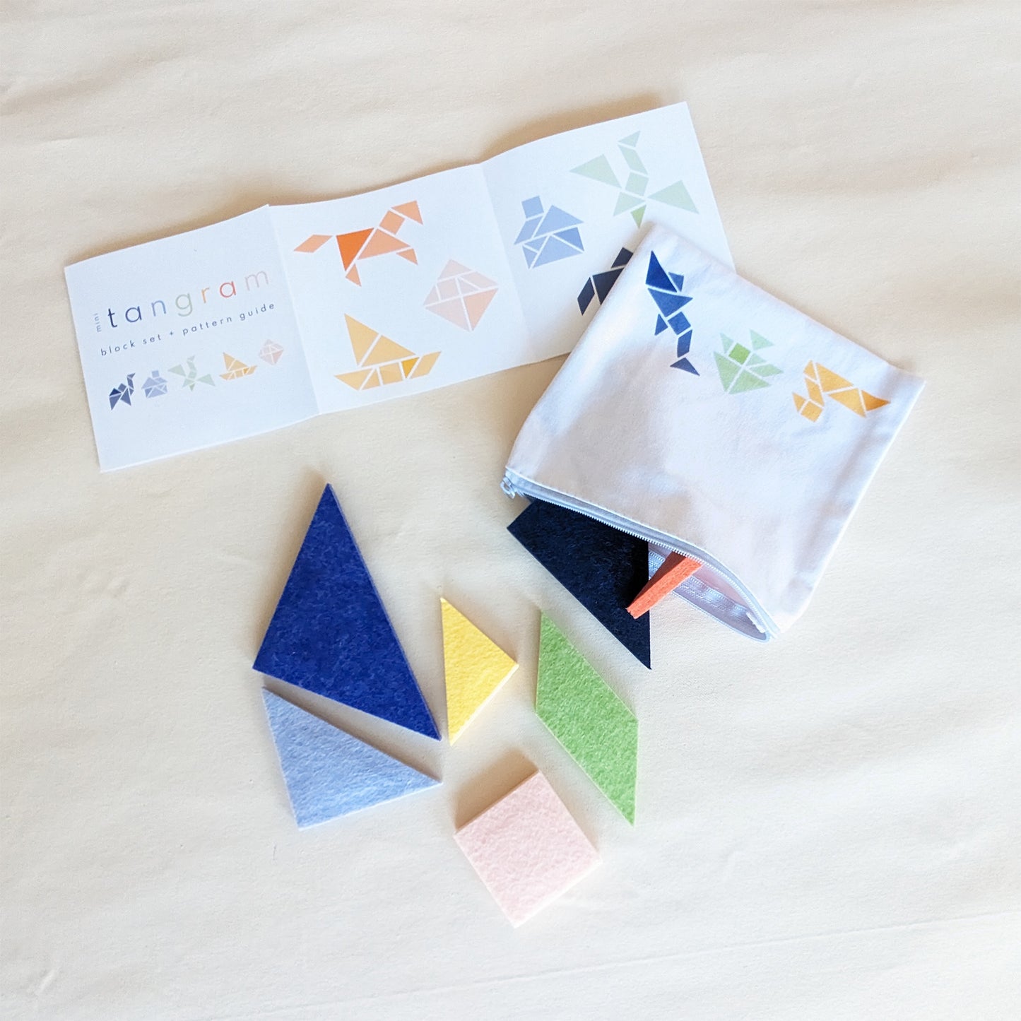 mini tangram + zipper pouch travel set