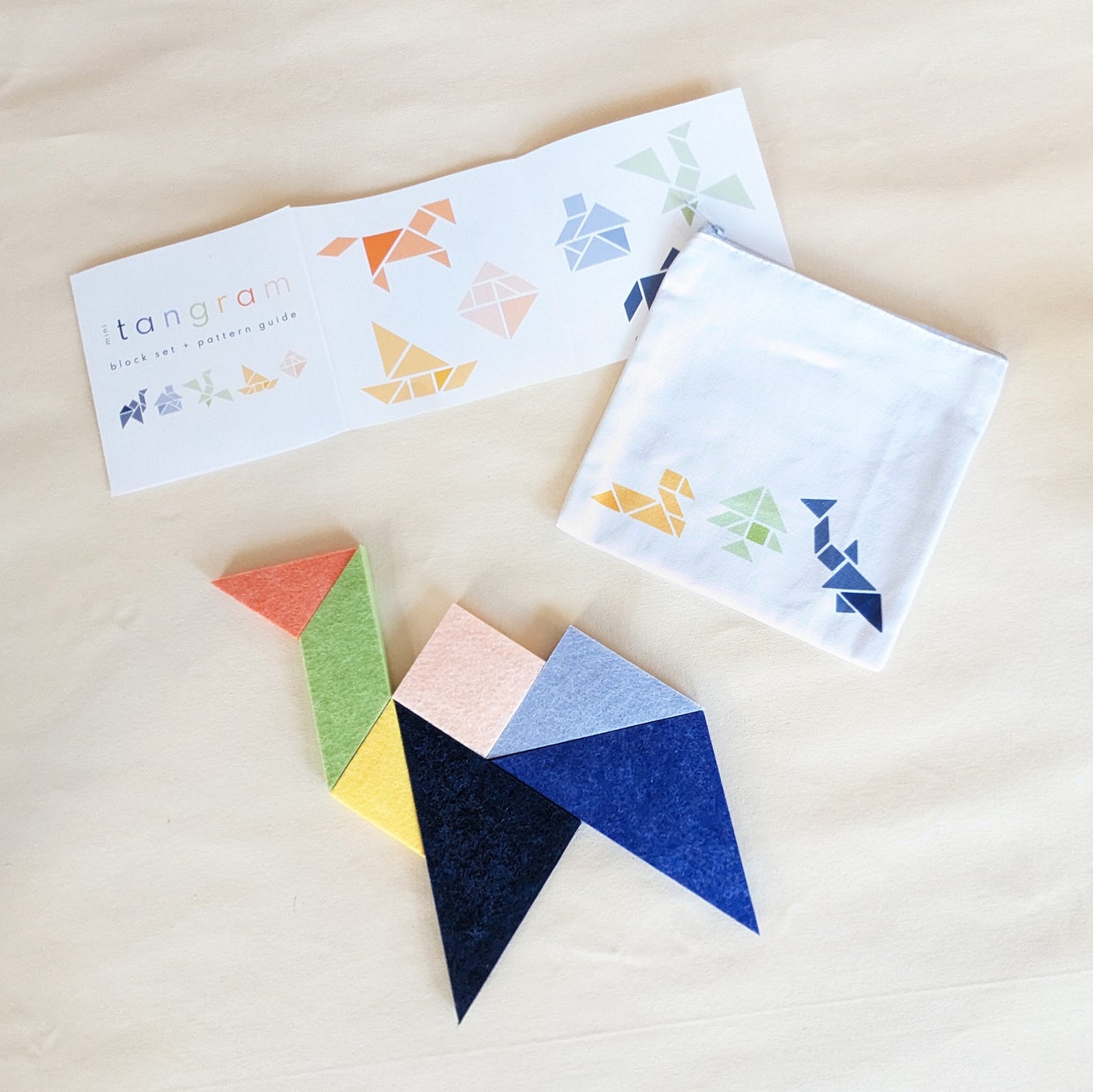 mini tangram + zipper pouch travel set