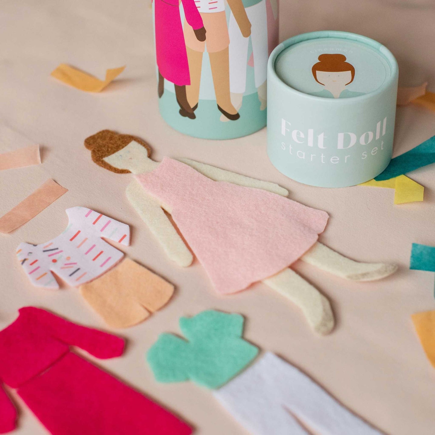 Our cinnamon felt doll is a modernized version of the classic paper doll; our dress up dolls feature embroidered facial features and a cheerful wardrobe