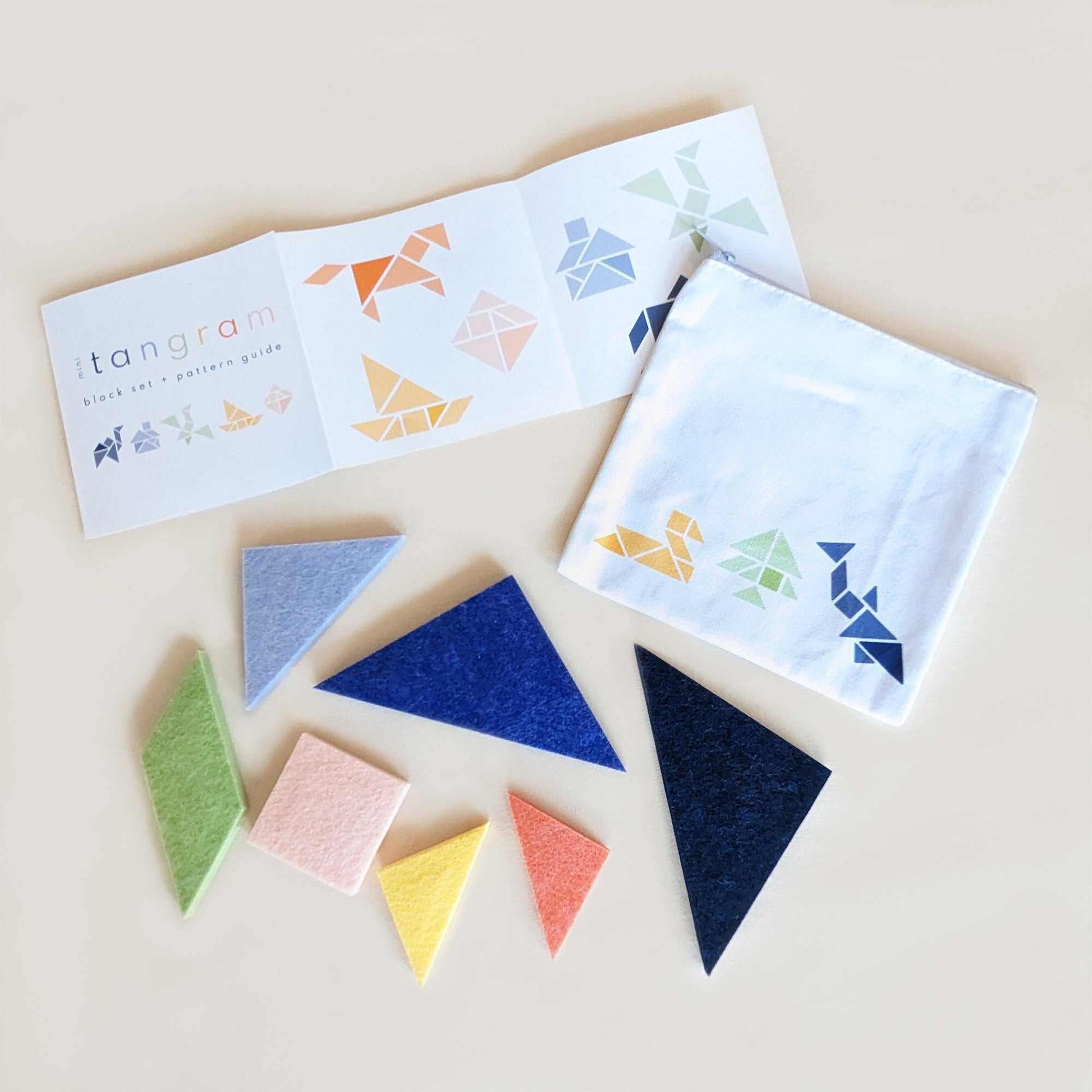 digitally printed, this zippered pouch is the perfect storage solution for our mini tangram block puzzle