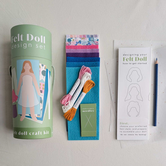 Dune design set, create your own felt doll with this modern paper doll craft set.